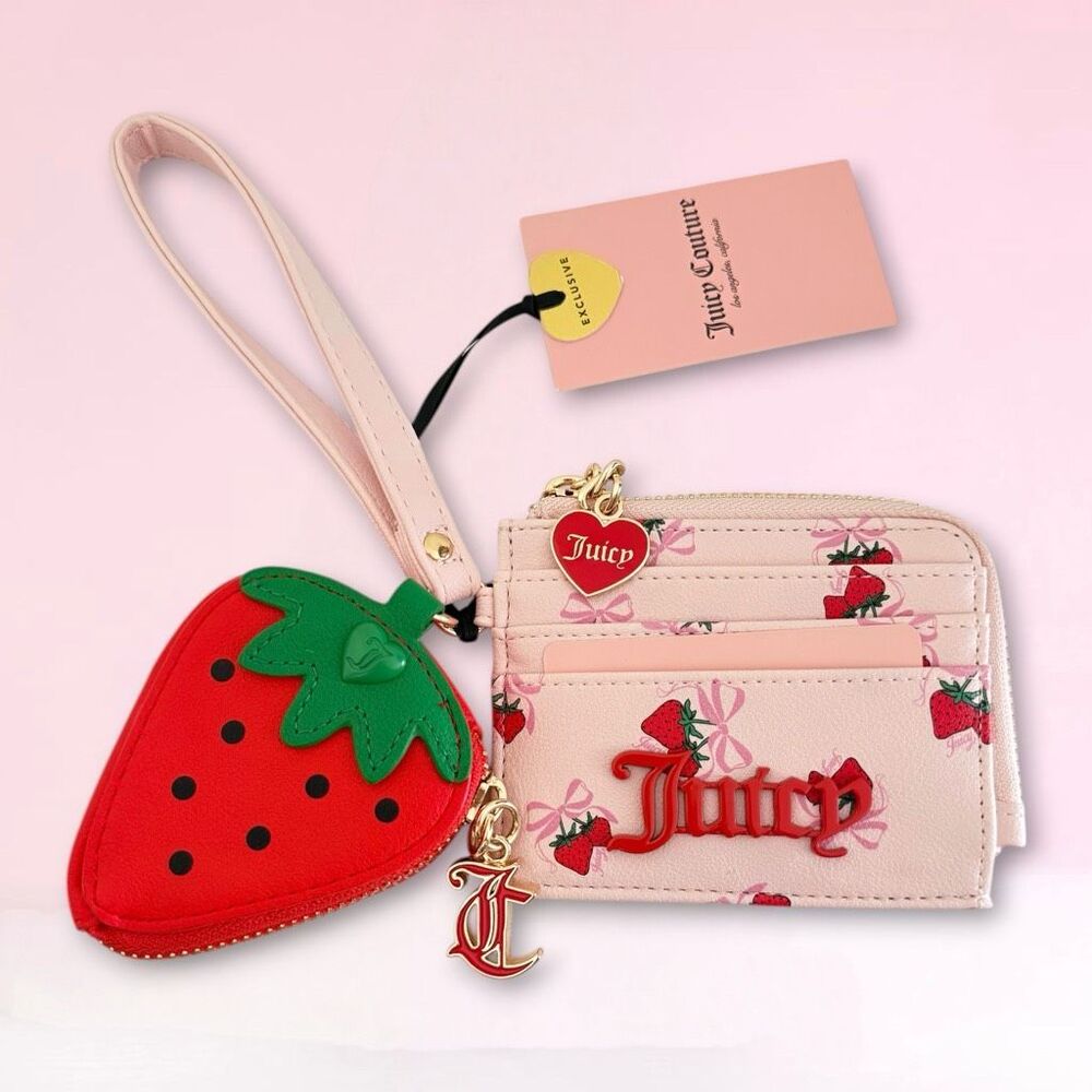 Juicy Couture Pink Sweet Strawberry Zip Card Case Wristlet